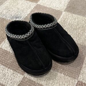 UGG Black Kids Slippers with Silver Trim